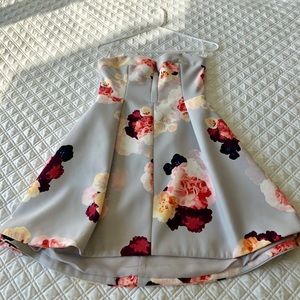 Light grey, floral, cocktail dress